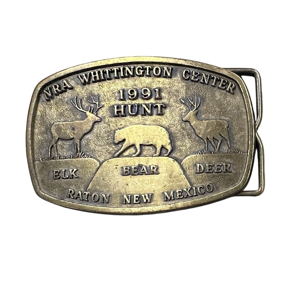 Belt Buckle NRA Whittington Center Raton New Mexico Hunt Elk Bear Deer 1991